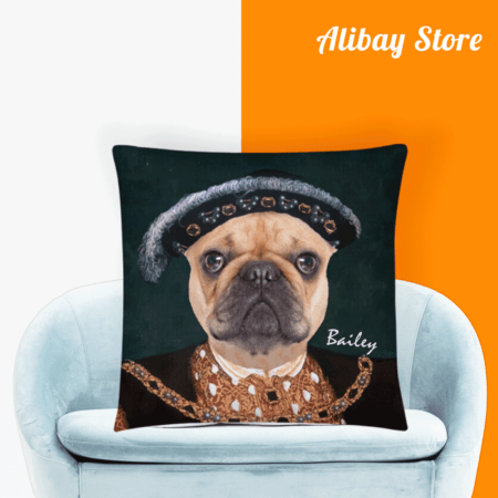 The King Pug Pillow Portrait - Personalized Dog Pillow